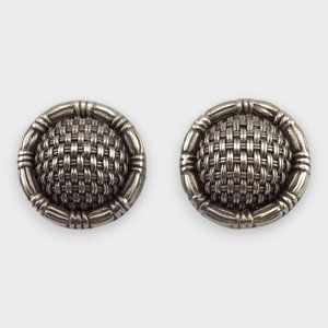 Vintage John Hardy Basketweave Earrings 925 Sterling Silver Signed